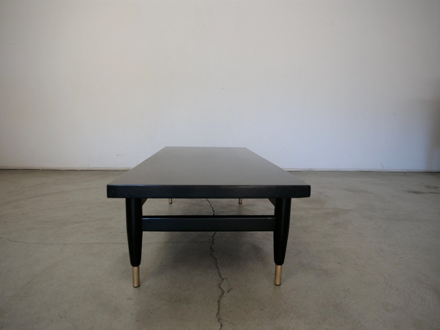 1950's Mid-Century Modern Ebonized Mahogany and Brass Coffee Table