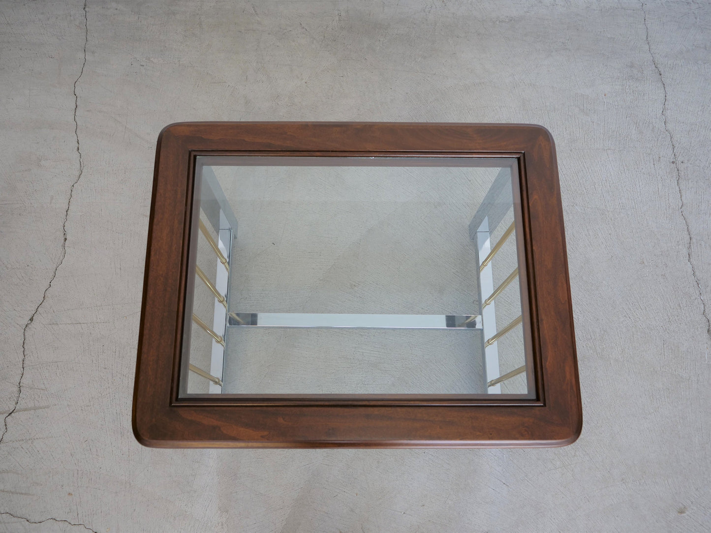 1970's Mid-Century Modern Mahogany, Chrome, Brass, and Glass Coffee Table
