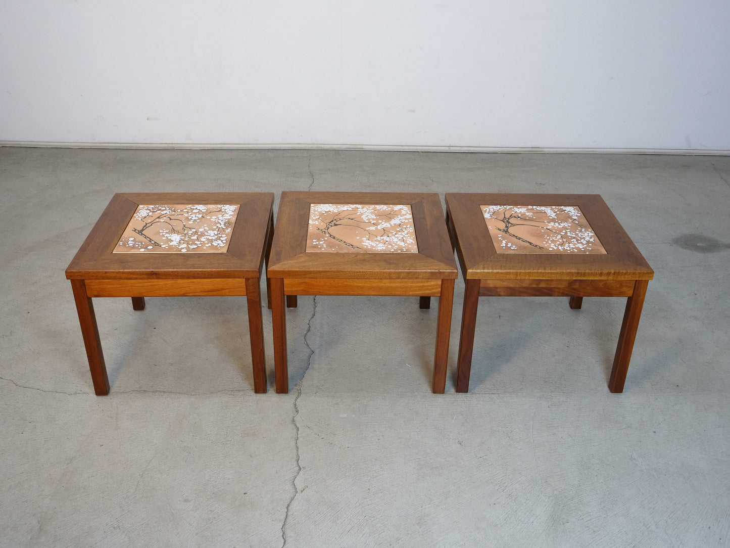 1960's Midcentury Modern Brown Saltman End Tables