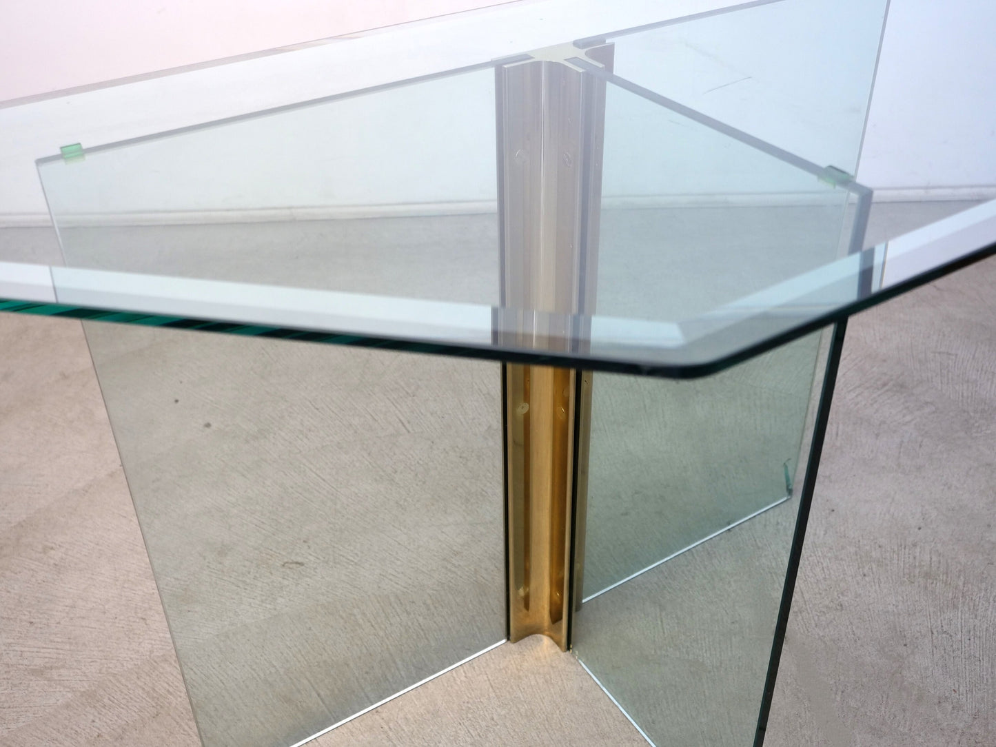Postmodern Vintage Brass and Glass Side Console