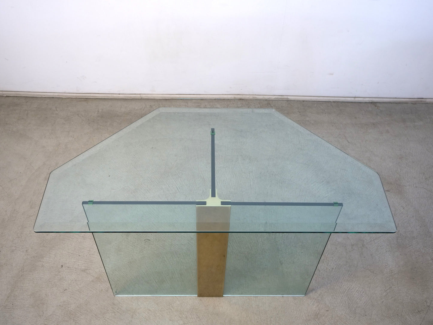 Postmodern Vintage Brass and Glass Side Console