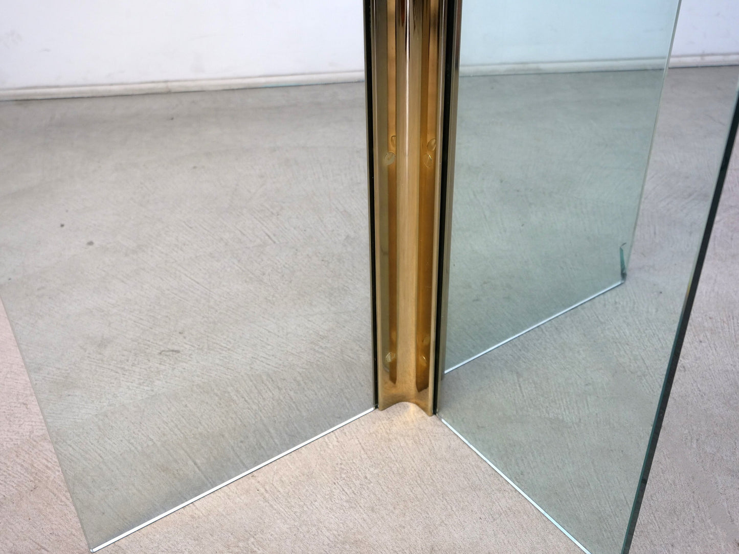 Postmodern Vintage Brass and Glass Side Console