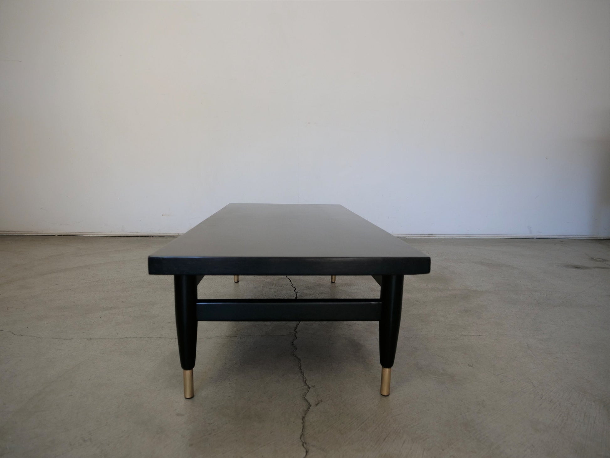 1950's Mid-Century Modern Ebonized Mahogany and Brass Coffee Table