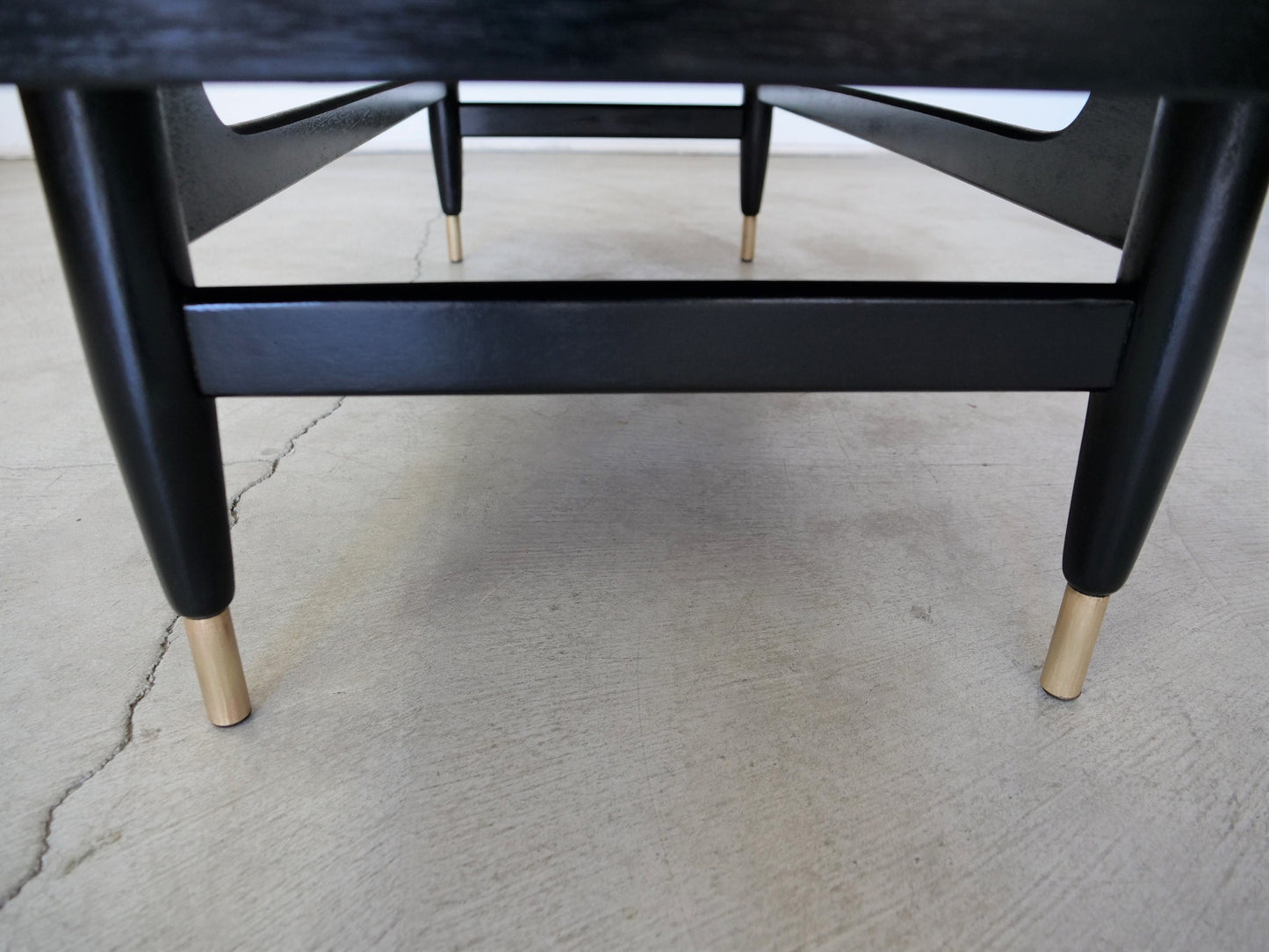 1950's Mid-Century Modern Ebonized Mahogany and Brass Coffee Table
