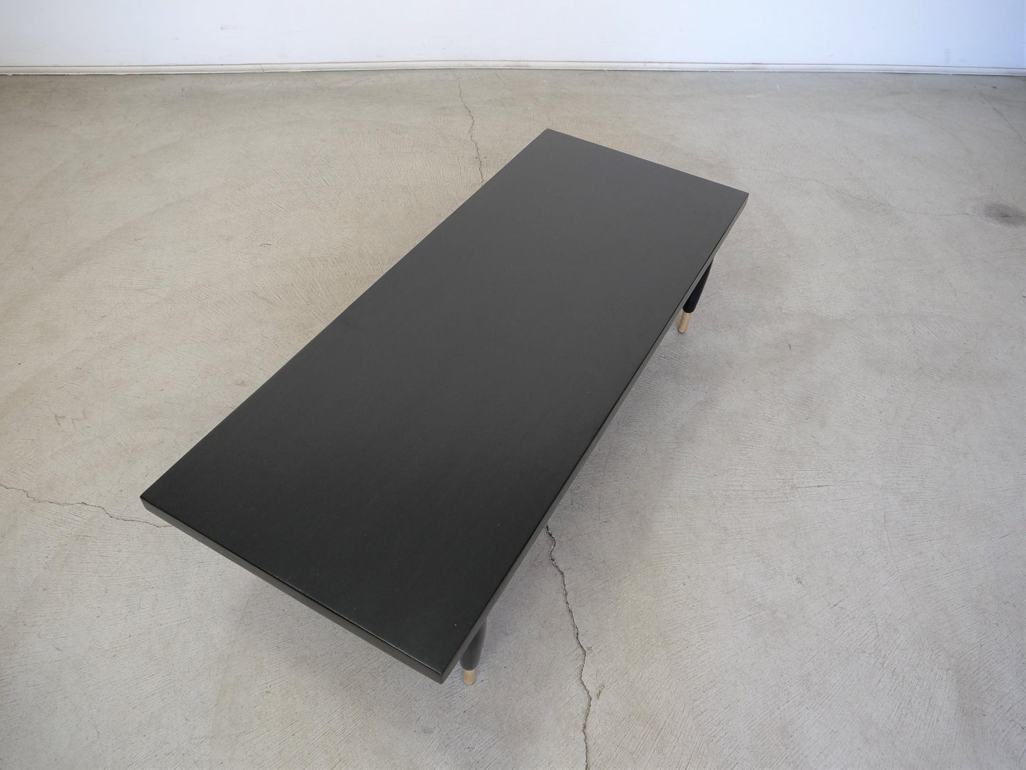 1950's Mid-Century Modern Ebonized Mahogany and Brass Coffee Table