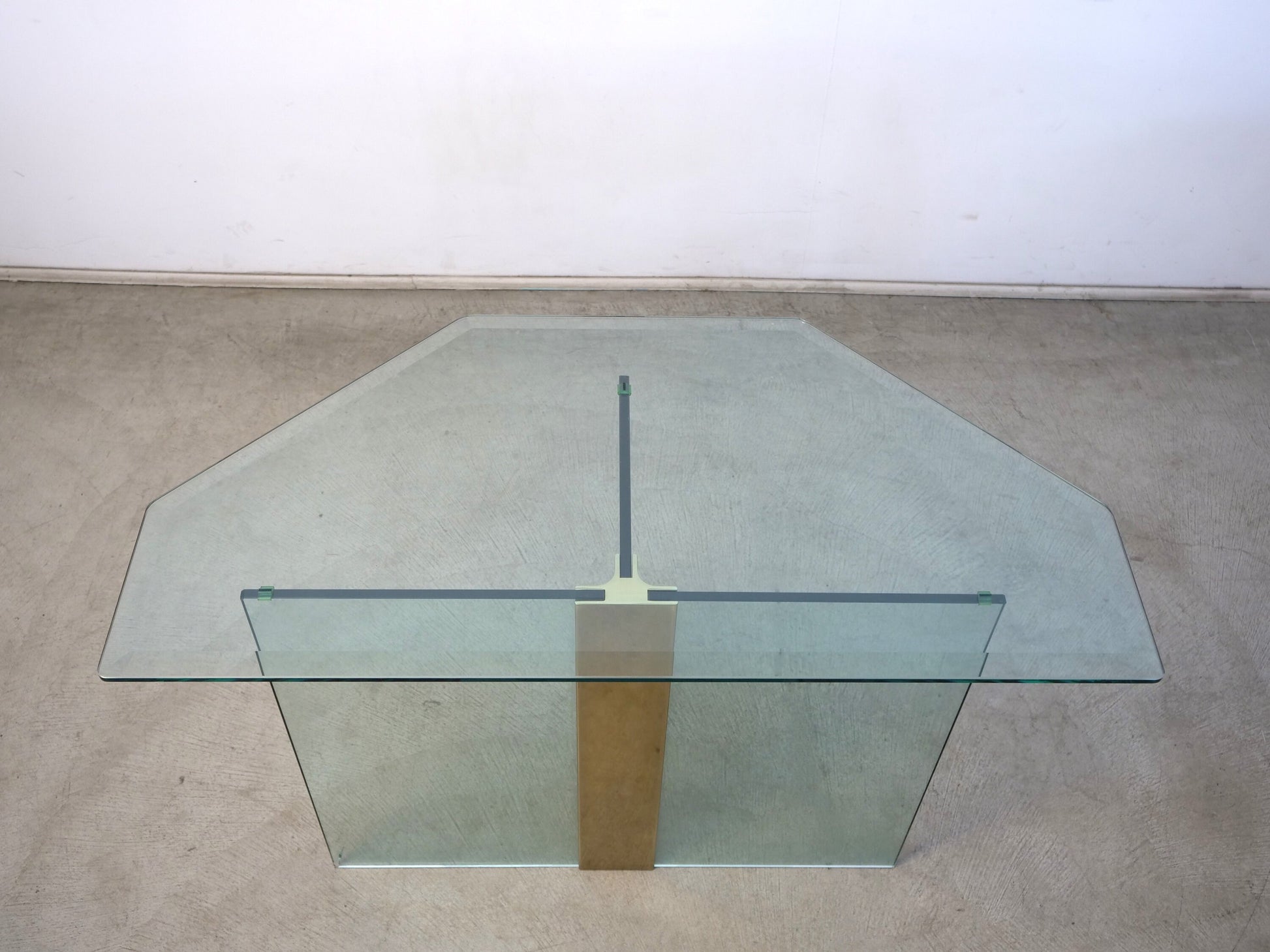 Postmodern Vintage Brass and Glass Side Console